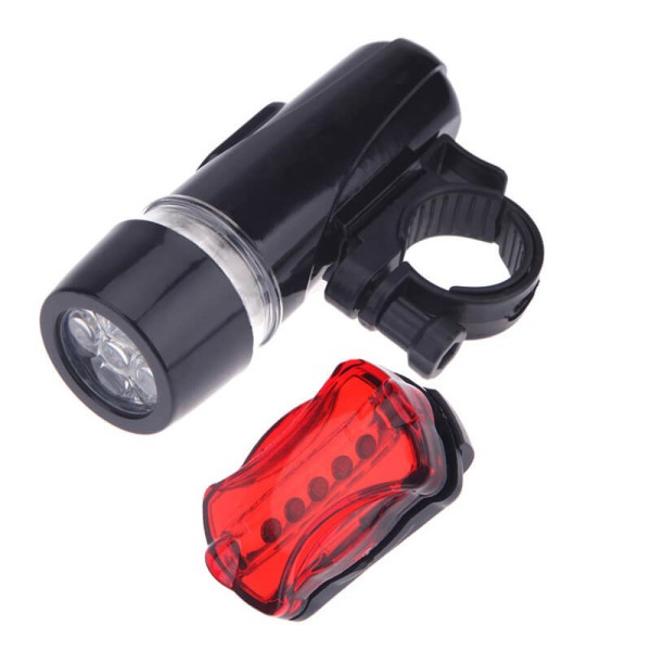 Set headlight and taillight, with leds, for bicycle, black color, type I, flashlight